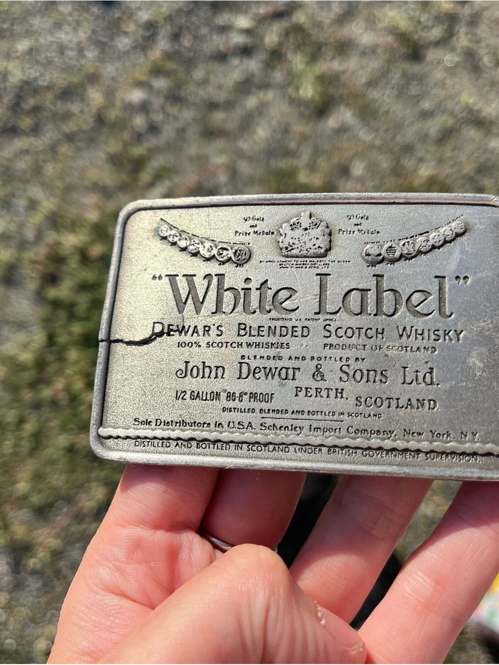 Dewar's Blended Scotch Whisky Metal Collectible Belt Buckle - Silver color